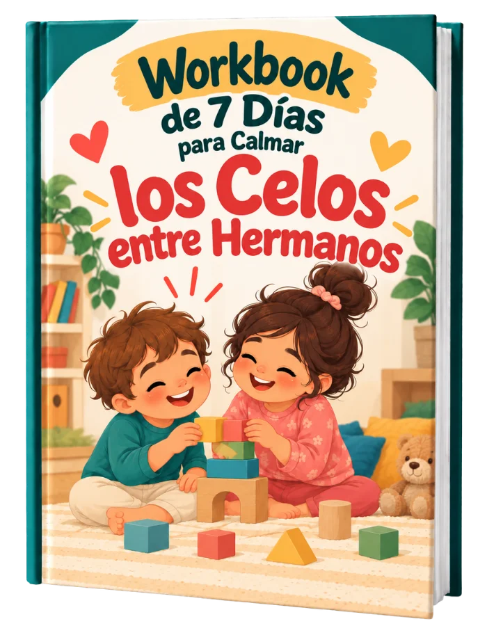 Mockup del bono Workbook de 7 Días para Calmar los Celos entre Hermanos